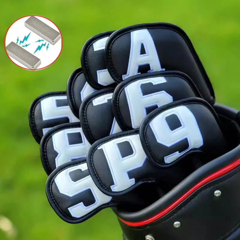 10 pz Golf Iron Head Covers protezione magnetica Golfs (3-9 ASP) copricapo accessori da Golf Golf Iron Cover Golf Headcover