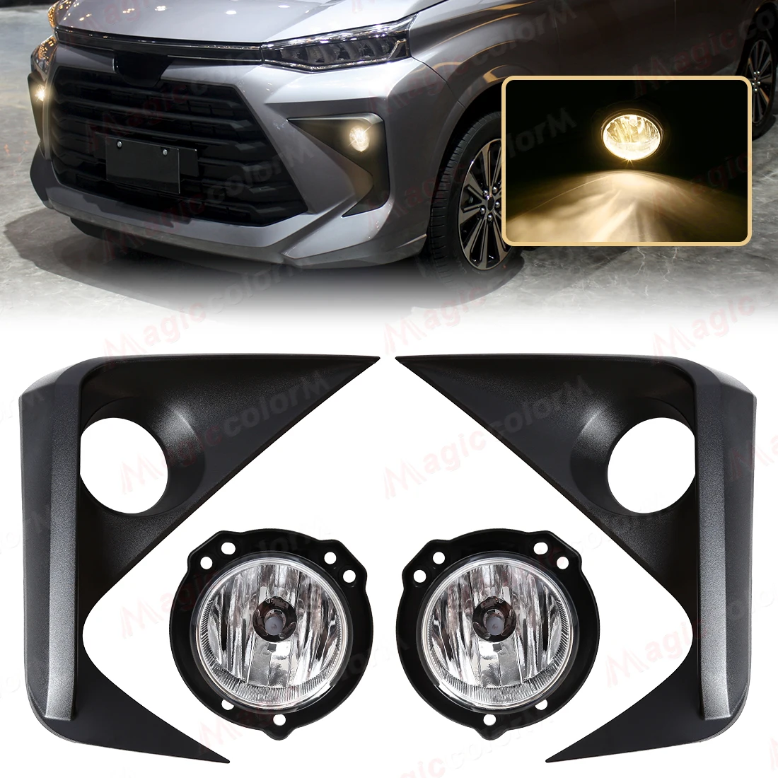 Car Fog Lamp Assembly For Toyota Avanza 2022 2023 Halogen Front Bumper Driving Light With Wires Switch Covers Accessories 12V