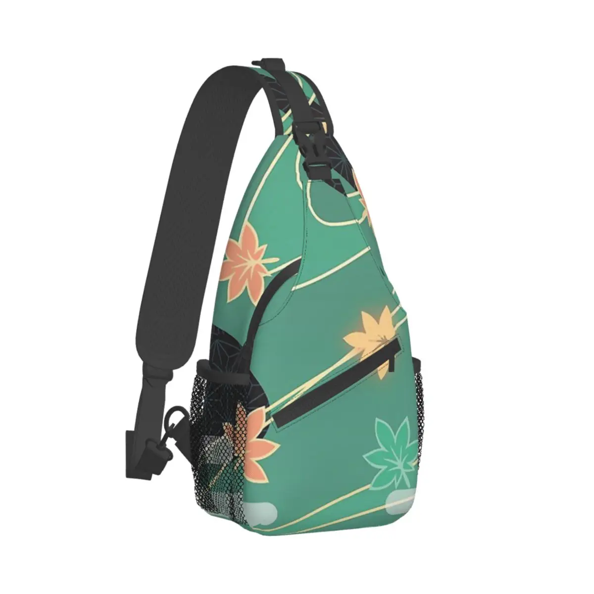 Kaedehara Kazuha Burst Pattern Crossbody Chest Bags, Pockets Travel Pack, Messenger Sports, Teens Initiated Bag, Unisex