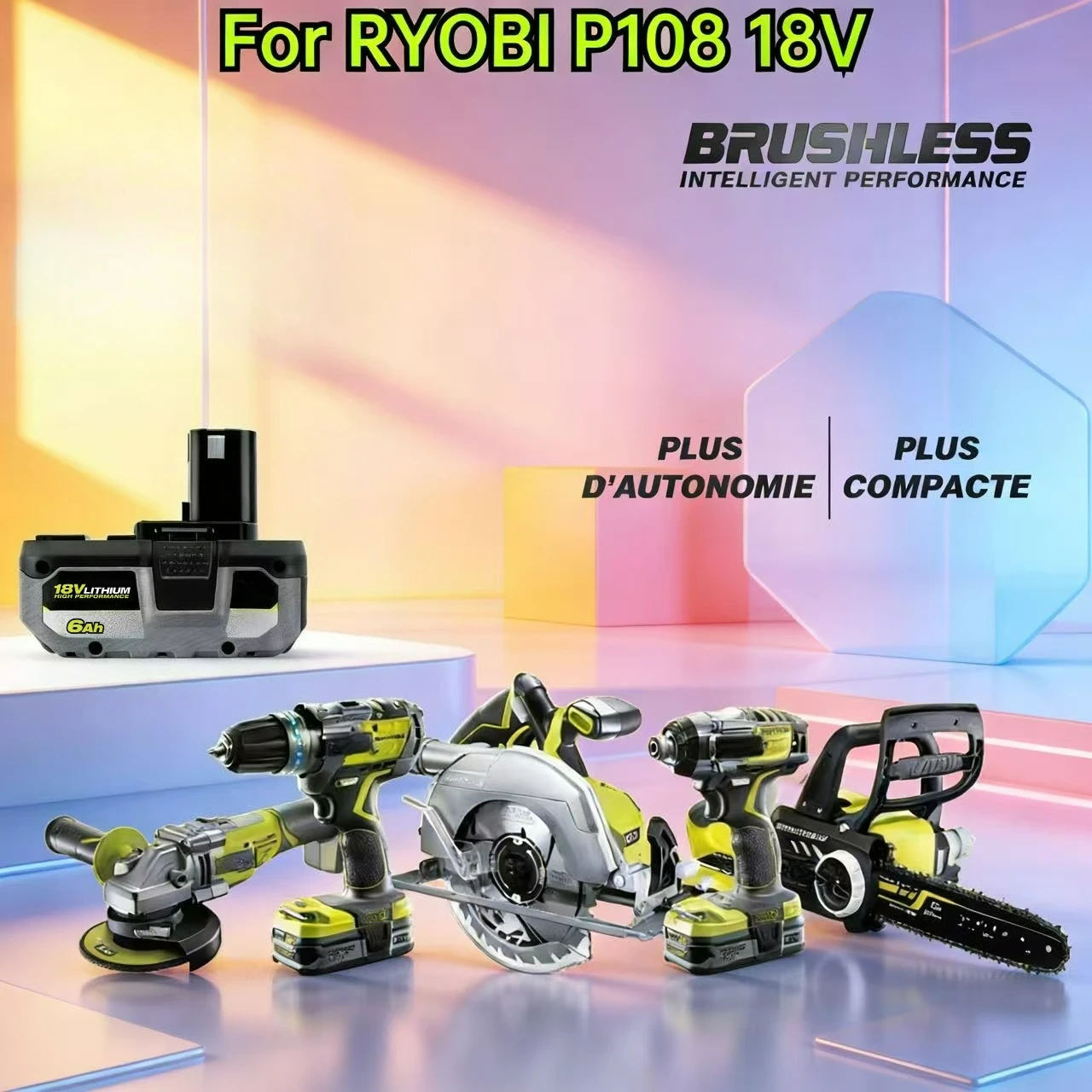 

For RYOBI high-performance lithium battery 18V low self discharge, suitable for all tools P104, P107 P108 P109 RB18L2