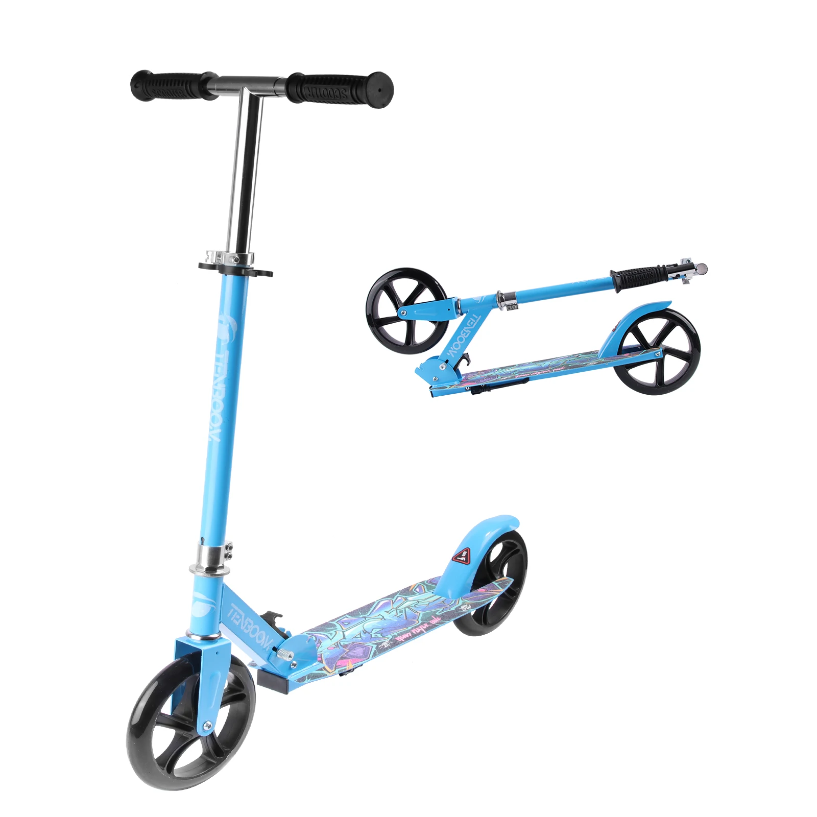 

STLF Large Folding Kick Scooter with Height-Adjustable Planar Wheels Two-Wheeled Kick Scooter for Adults Made From Aluminum Iron