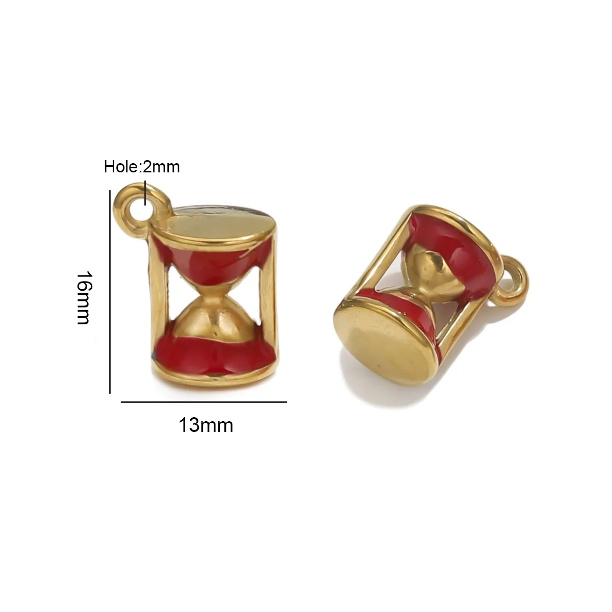 3pcs Colored Enamel Hourglass Pendant 18K Stainless Steel Charms For DIY Keychain Earring Necklace Jewelry Making Gift Wholesale