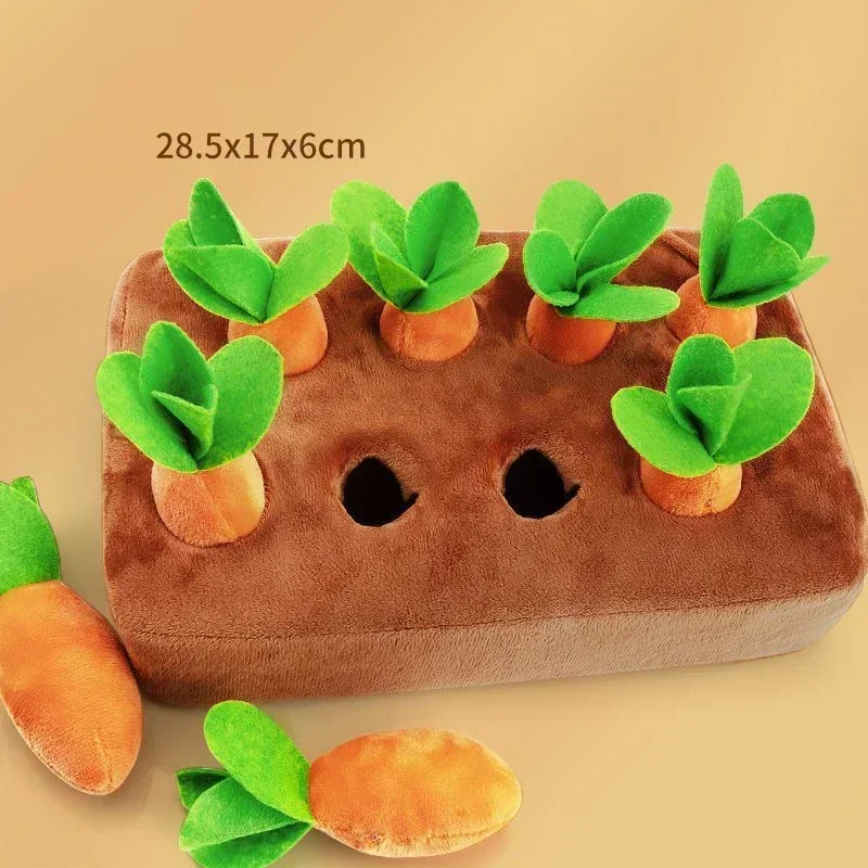 Carrot plush toy interactive dog toy plush puzzle toy 2-in-1 anti slip nose, suitable for aggressive chewers and pets