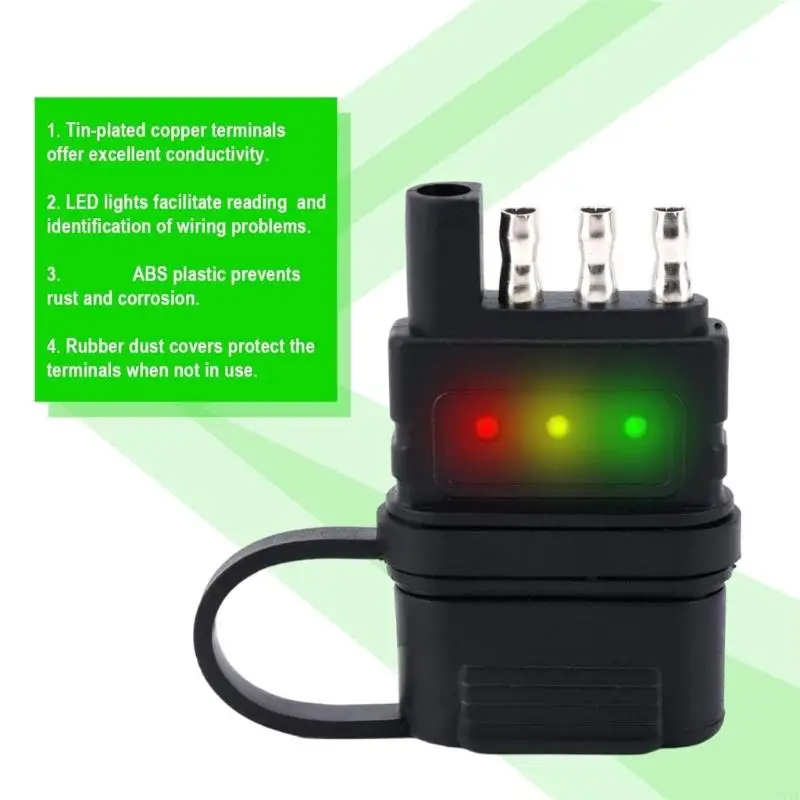 Professional 4 Pin Trailer Connector Tester Plastic Trailer Light Tester Simple Operate for Trucks Boats & Campers D7YA