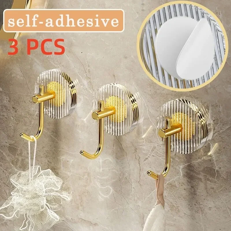 3PCS Self Adhesive Acrylic Wall Hooks Waterproof Towel Hooks For Bathroom Shower Home Organization For Luxury Design Strong Hold