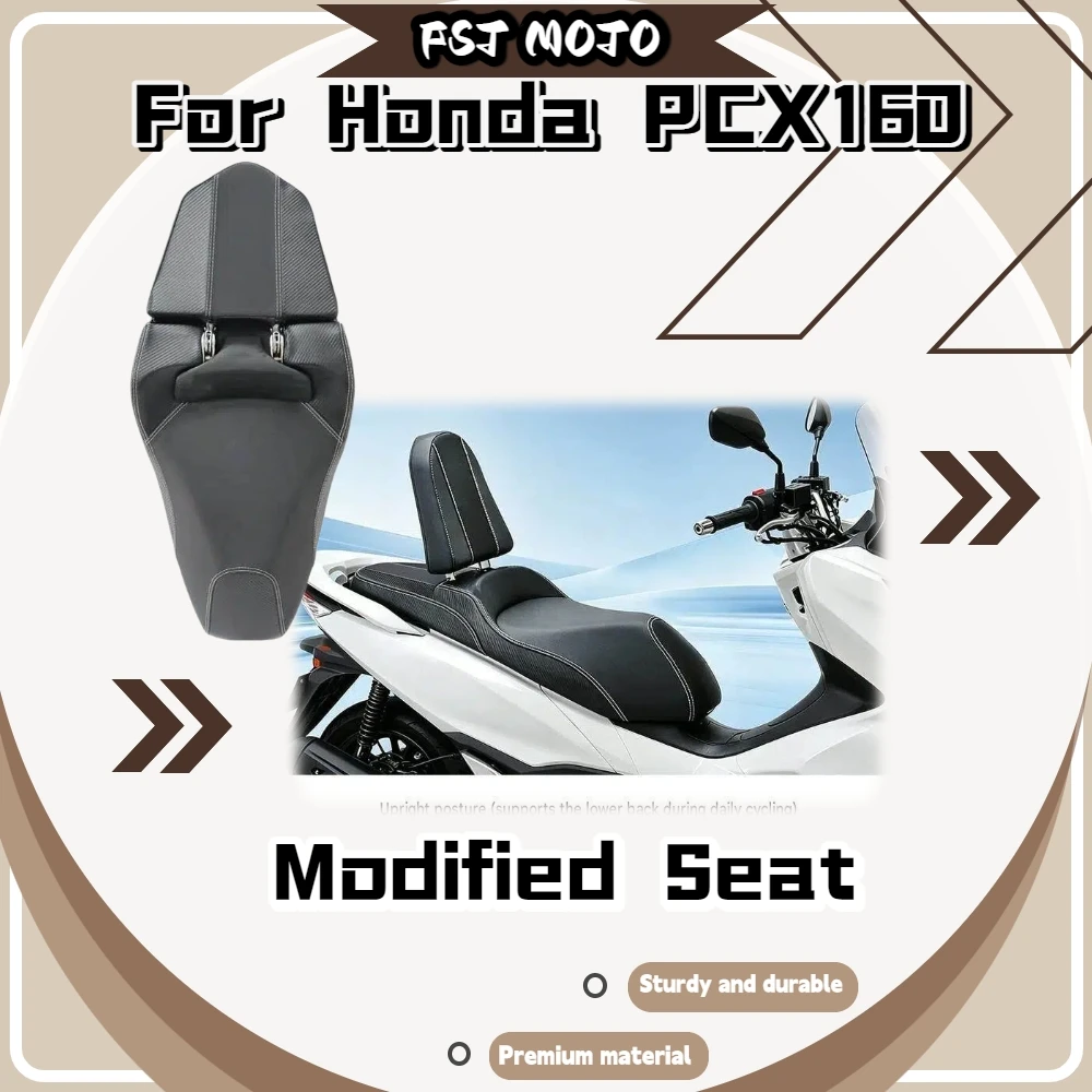 For Honda PCX160 Adjustable PU Sofa‑Style Seat Assembly 5‑Position Backrest Waterproof Easy Install Mod Accessories