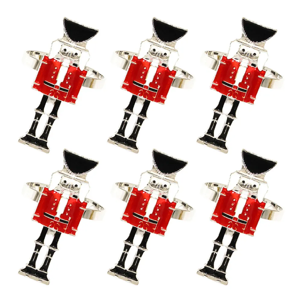 

6 Pcs Napkin Ring Nutcracker Ears Keeps Napkins Place Elegant Christmas Decor Serviette Buckle Vintage Table