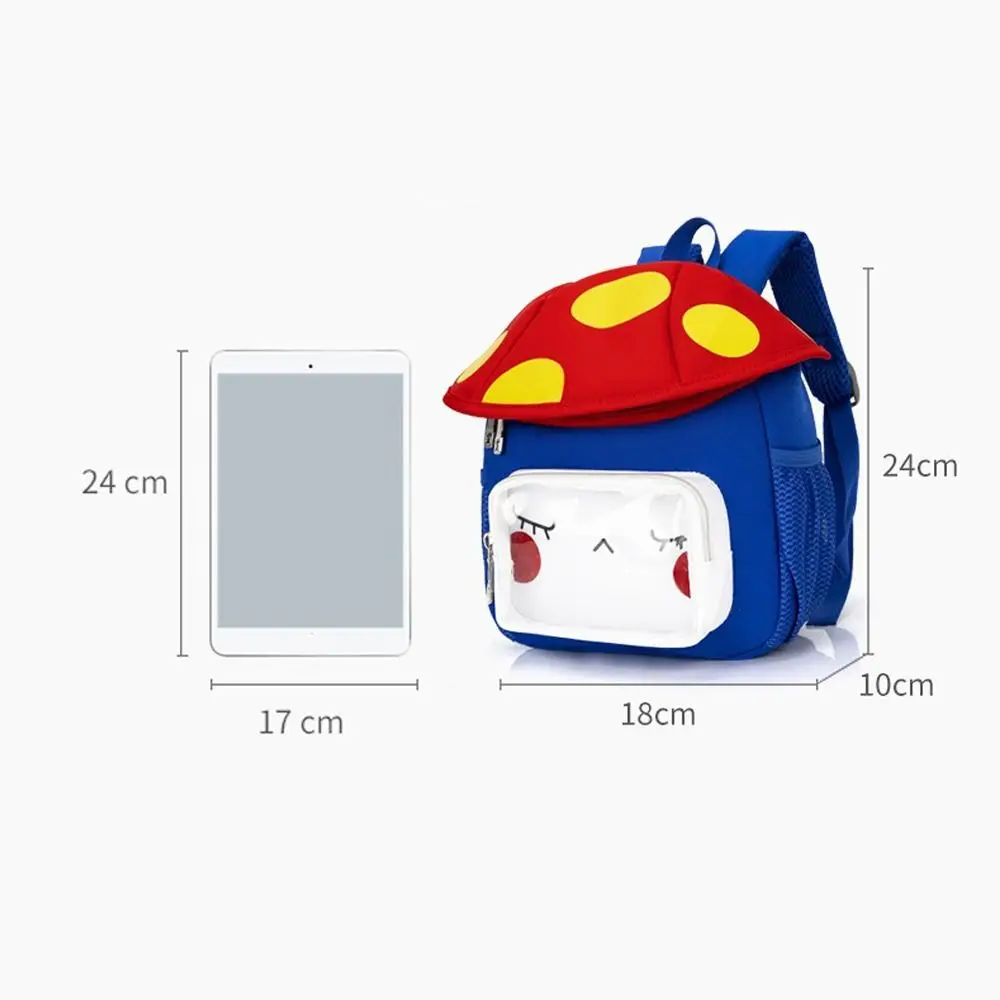 Cute Cartoon Mushroom Backpack for Children, Armazenamento de lanches, Respirável Kid Backpack, Kindergarten School Bags