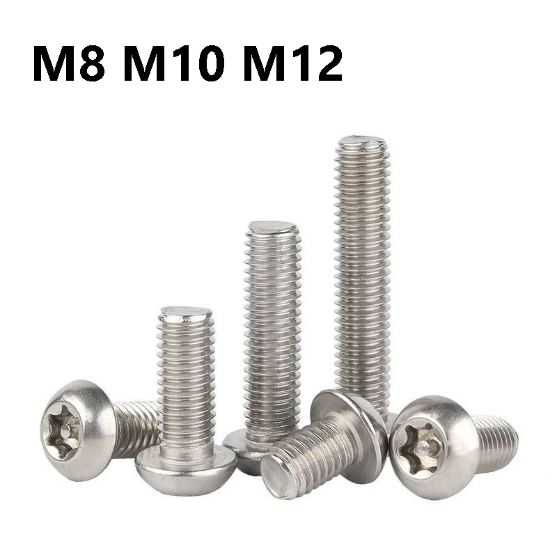 1/2Pcs 304 Stainless Steel Six Lobe Torx Round Head with Pin Anti-theft Security Bolt M8 M10 M12 Tamper Proof Anti Theft Bolt