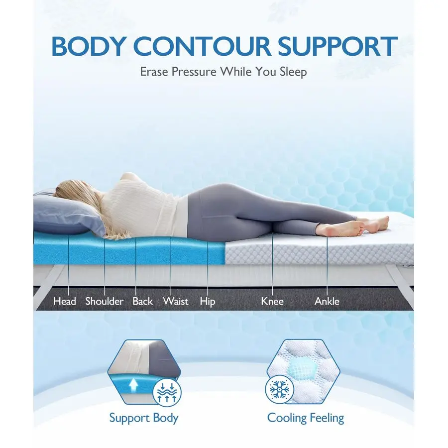 

2-дюймовый охлаждающий наматрасник из пены с эффектом памяти для снятия давления, толстый наматрасник с охлаждающим мягким чехлом и регулируемой подложкой