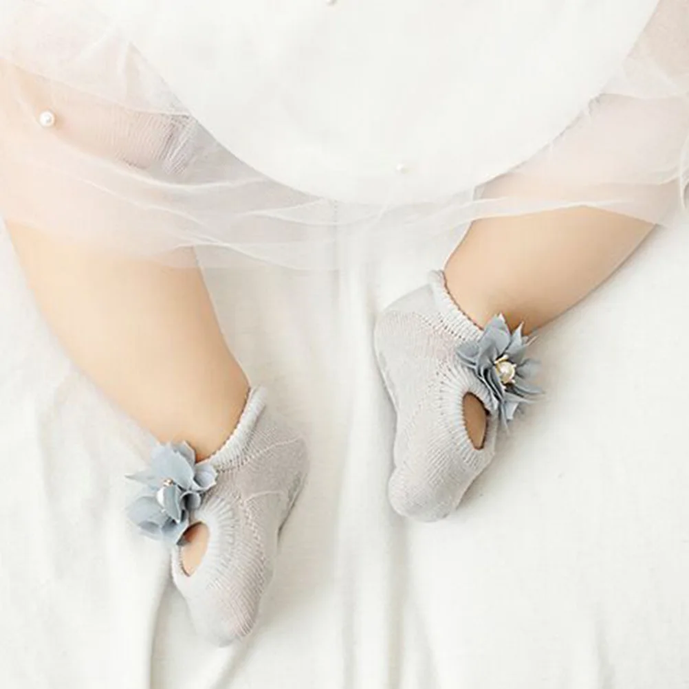 3 쌍/세트 소녀 유아 신생아 유아 안티 레이스 꽃 나비 넥타이 바닥 양말 파티 생일 양말 (