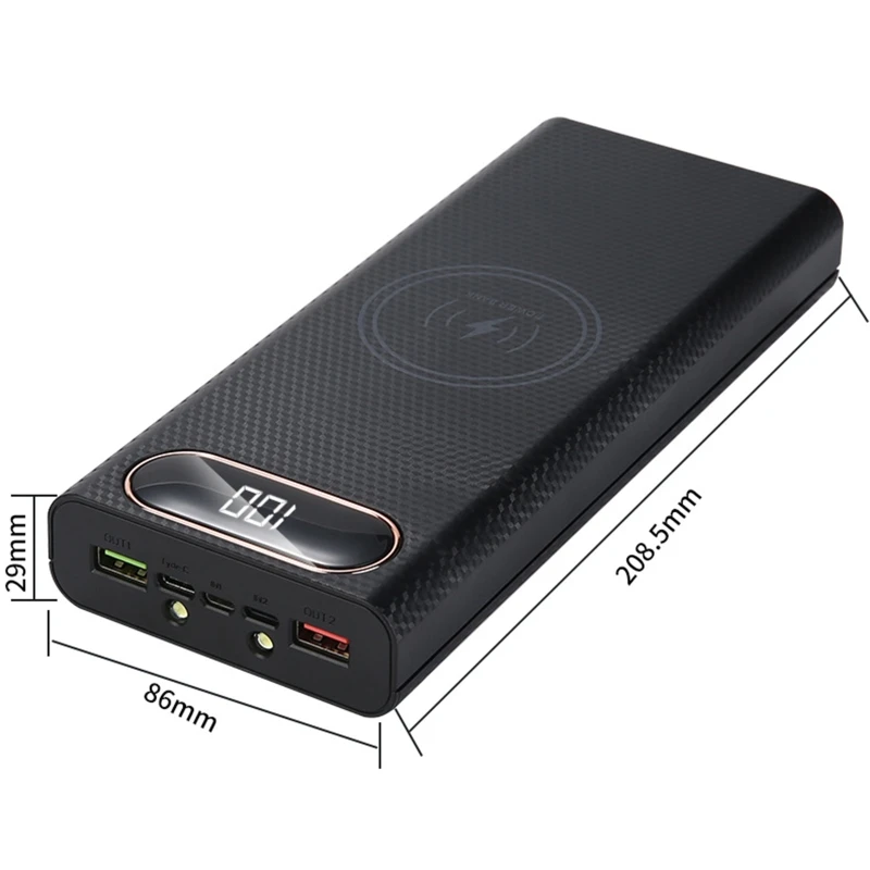 Detachable 5W 10W 22.5W QC3.0 LCD 8x21700 Battery for Case for Shell Fast Wireless Charging Box Portab