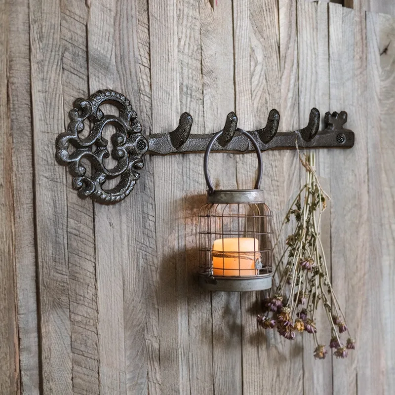 Japanese Style Zakka Cast Iron Coat Hat Hook Vintage Home Decor Key Hook Wall Mounted Organizer Rack for Entryway Door