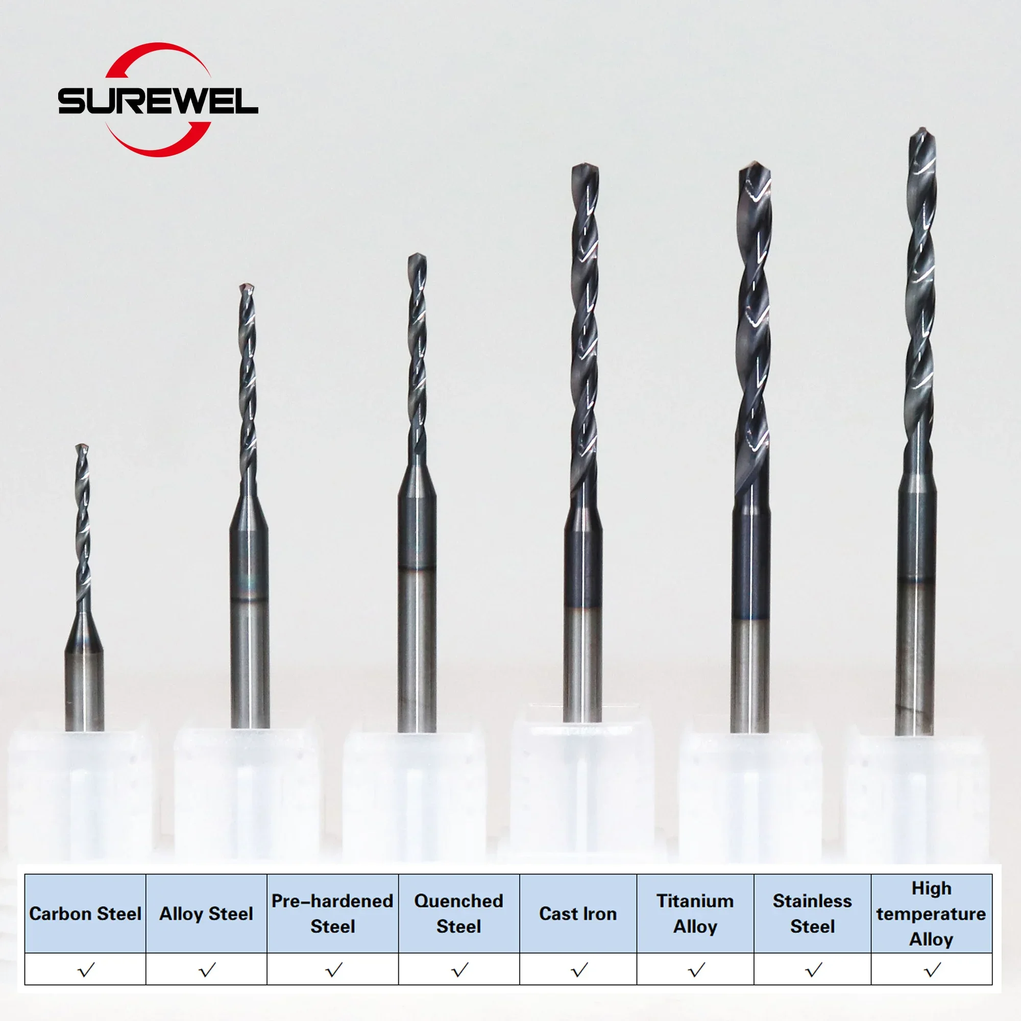 

Micro Drill 0.1mm to 1.79mm YZ428 Solid Carbide Min Bit Diameter CNC Hole Machining Tool Precision for Stainle Steel,Superalloy