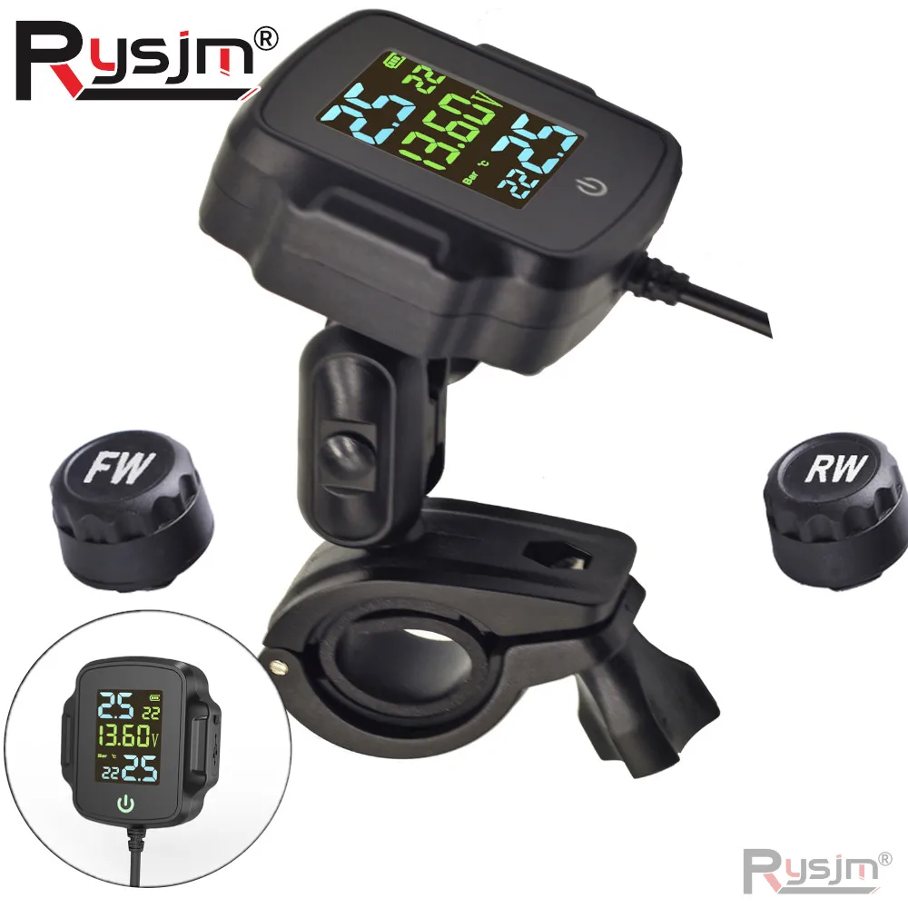 Motorbike TPMS Tire Pressure Monitoring System LCD Real Time Data Display For Status Precise Digital Tire Pressure Alarm