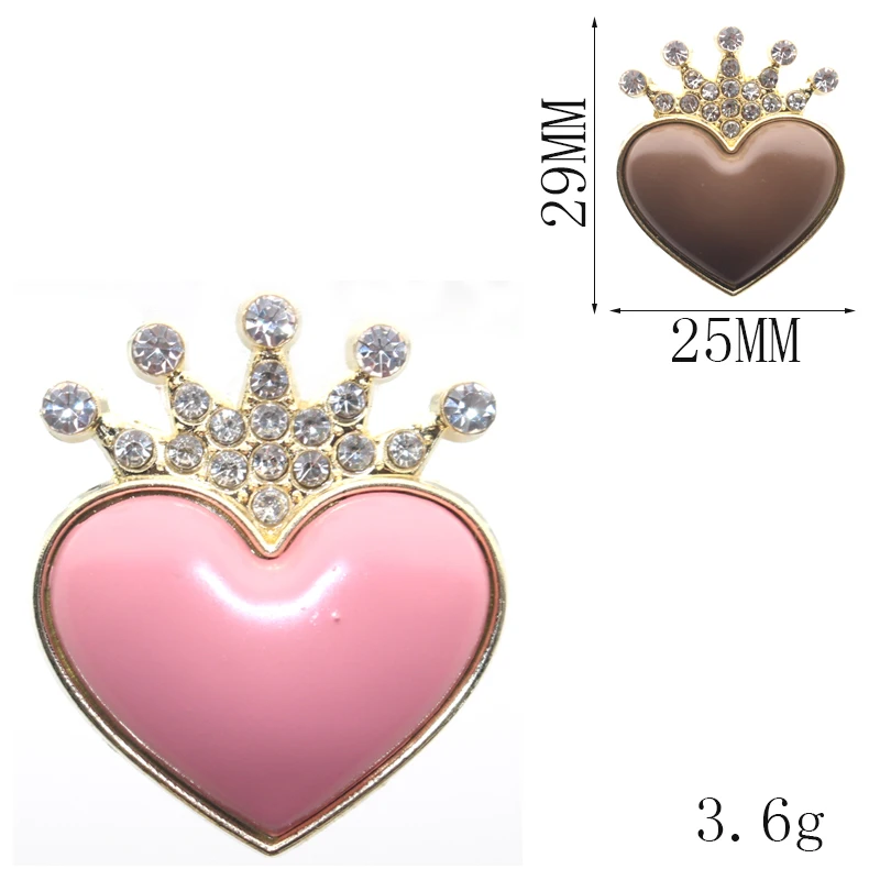 다이아몬드 하트 모양의 크라운, DIY 쥬얼리 액세서리, 헤어 액세서리, 의류, 장식 재료, 25x29mm, 신규, 10 개