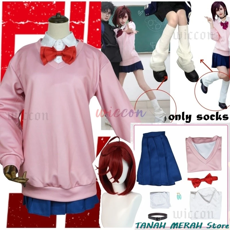 Momo Ayase Cosplay Costume Anime Dandadan Pink Skirt School Uniform Disguise Suits Halloween Carnival Clothes for Adult Women