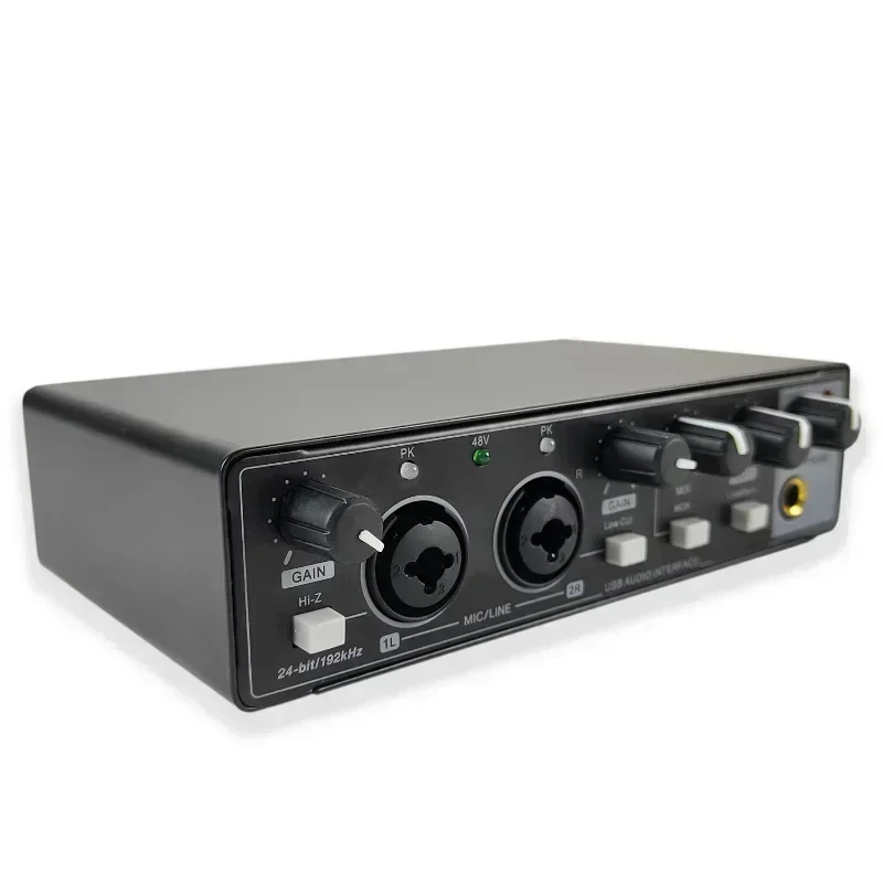 Audio-Schnittstelle für die Aufnahme, tragbare professionelle Soundkarte mit Loopback-Monitor, 48 V Phantom für Audiogeräte, Gitarre. Neu