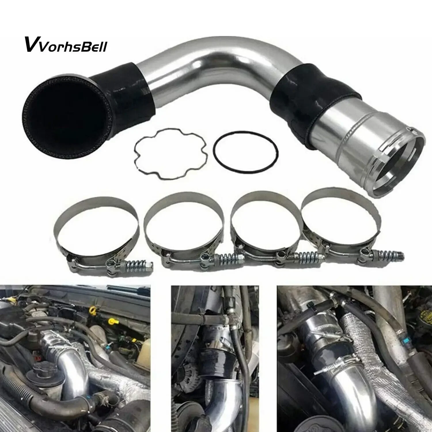Sturdy Stylish Pipes, Silver Black Intercooler, Upgrade For Ford, 6 7L Powerstroke, Diesel 11 16