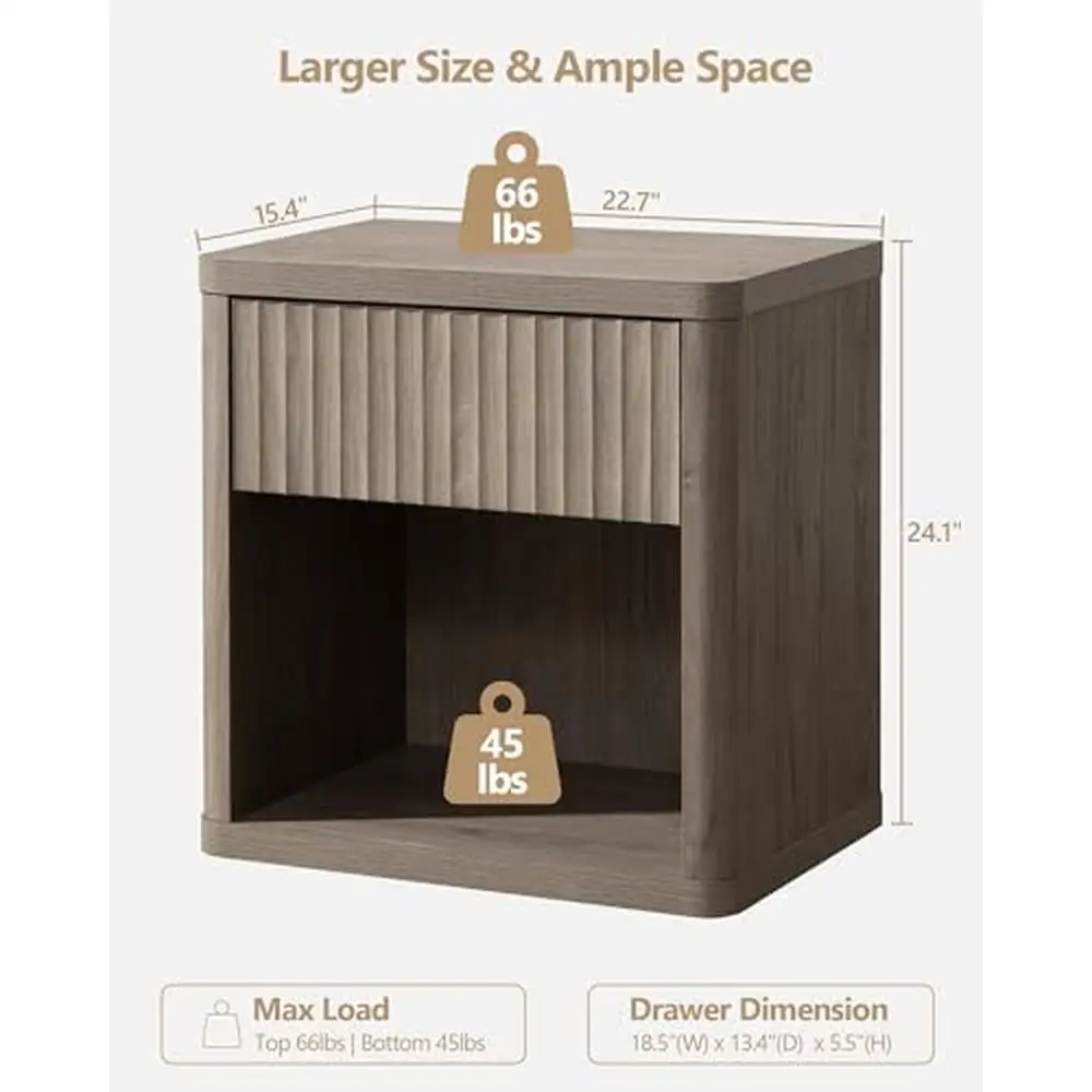 Mesa de cabeceira de madeira moderna conjunto de 2 mesinhas de cabeceira com gaveta cinza alder mesa final grande meados do século mesa lateral armazenamento quarto