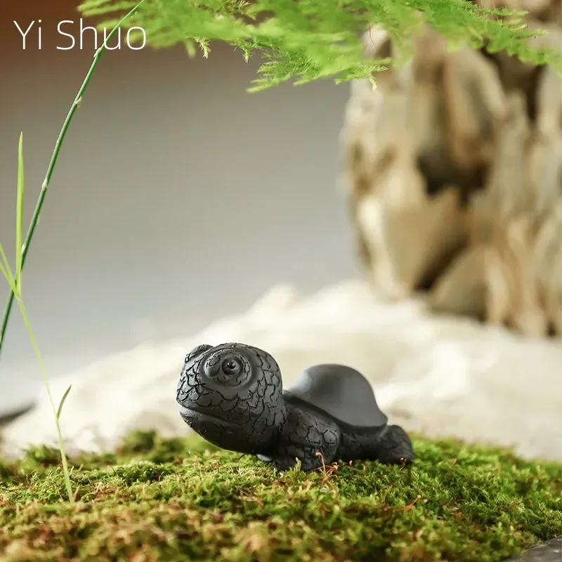 Purple Sand Fine Tea Carve Lucky Decoration Longevity Turtle Tea-Soaked Tea Pet Kung Fu Support Turtle Chinese Yixing