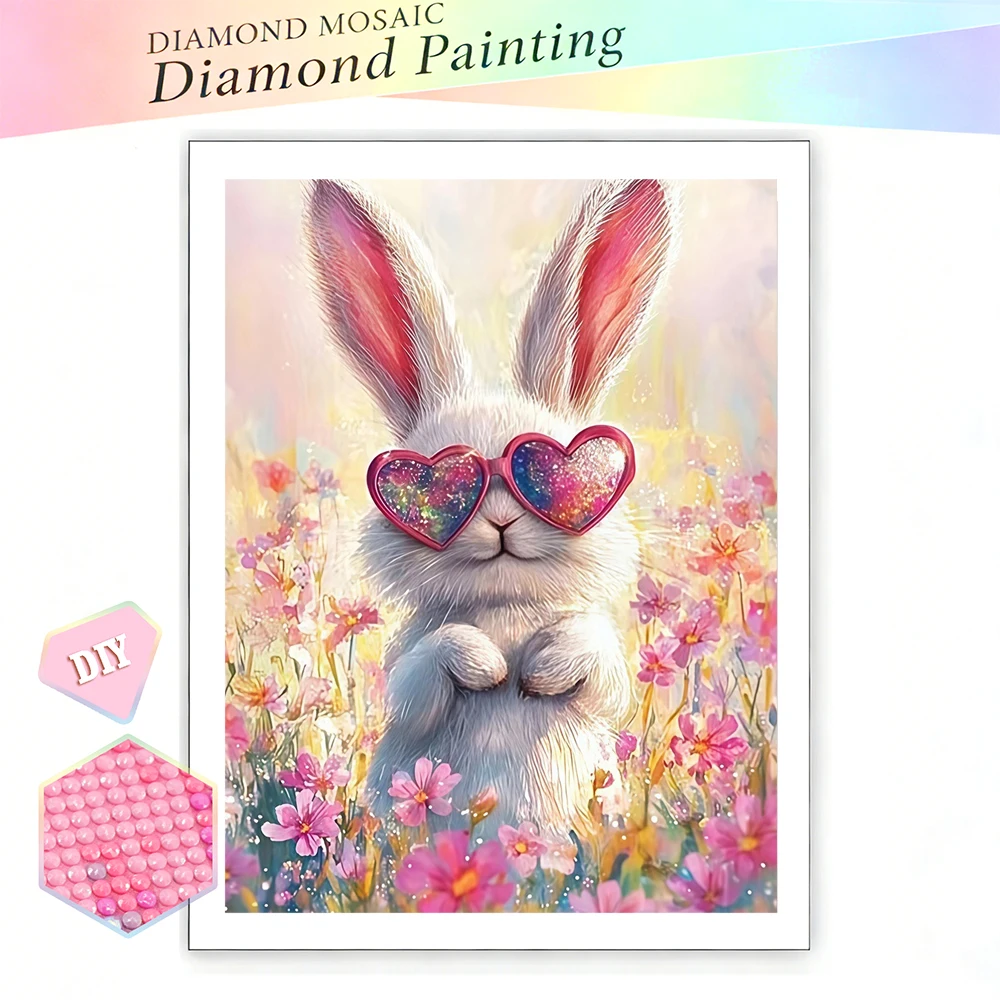 EverShine DIY 5D Diamantmalerei Kaninchen Vollquadratisch Rundes Mosaik Blume Kreative Freizeit-Stickerei Tier Handgemachtes Geschenk