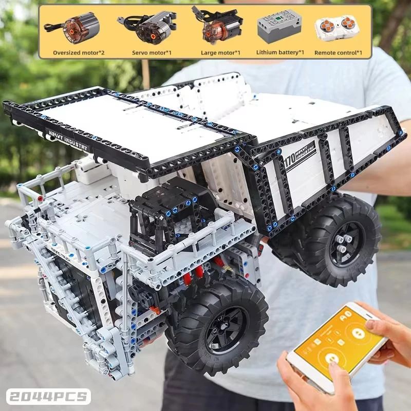 Molde rei 13170 técnico MOC-29973 terex t284 escavadeira de mineração caminhão basculante modelo carro diy blocos de construção tijolos crianças brinquedos presentes