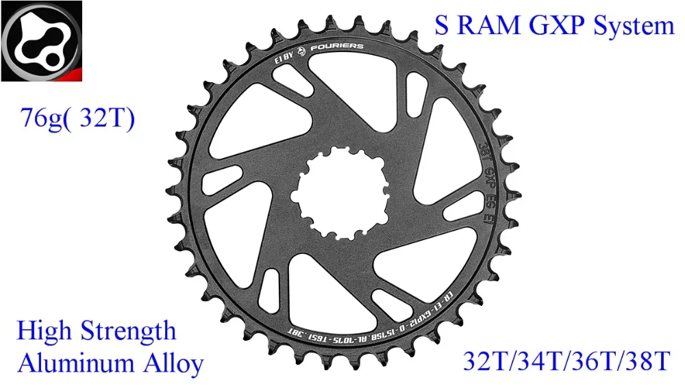 

Цепные кольца fourier Bike 7075-T651 высокой прочности из алюминиевого сплава, 32T/34T/36T/38T 76 г/шт. S RAM GXP, запчасти для велосипеда
