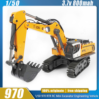1/50 970 RTR RC Excavator Mini Remote Control Digger Truck Machine Construction Vehicle with Light Sound Toy Cars Hobby for Boys