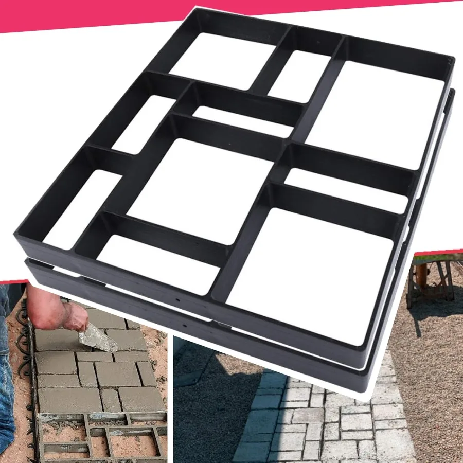 

Anothera 17.5"x15.5"x1.5" 2Pack Concrete Molds Reusable Walk Path Maker Paving DIY Path Garden Yard Patio Mold 10-Grid