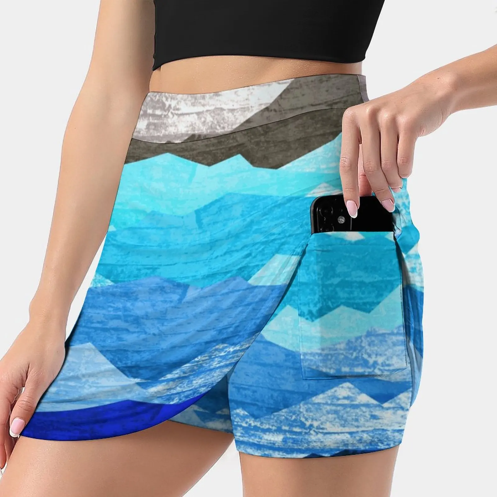 Las montañas y el mar falda de mujer con bolsillo falda Vintage con estampado de una línea faldas ropa de verano olas del mar de montaña