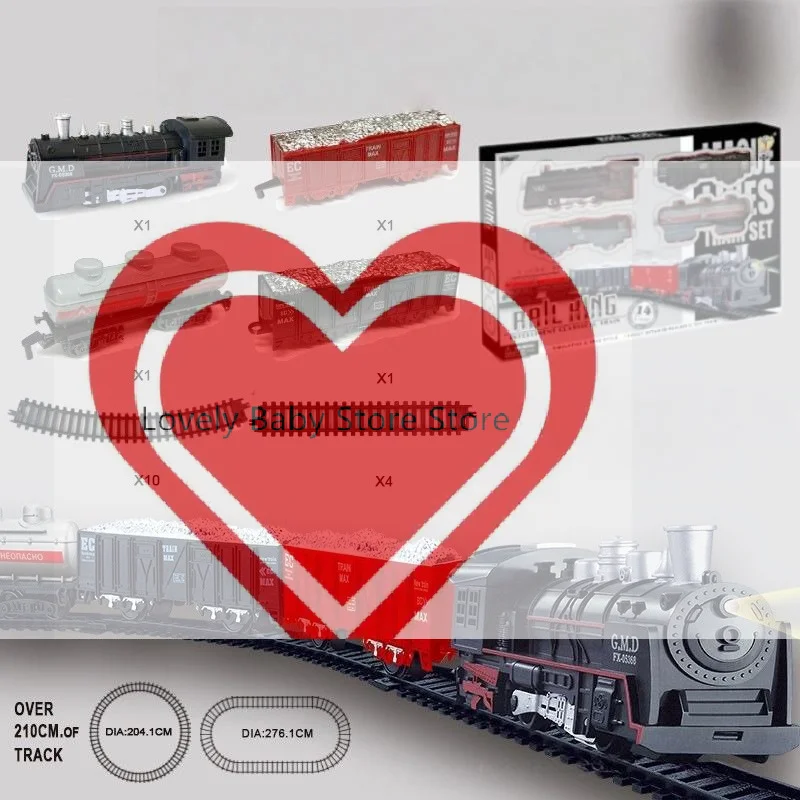 

【BS】1 набор: Классический железнодорожный грузовой поезд, высокоскоростные рельсы, модель поезда, детская ретро-электрическая паровая железная дорога, игрушки для мальчиков, подарок