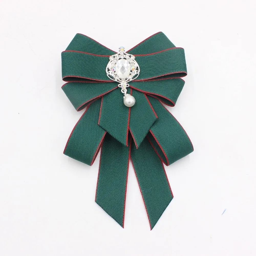 Fashion Ribbon Ribbon Bowtie Rhinestone Handmade Ribbon Bow Brooch Crystal Fabric Cloth Art Bow Tie For Men and Women