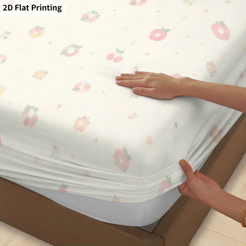 3Pcs Blushfloral Fitted Sheet Three Piece Set (1*Fitted Sheet + 2*Pillowcases, Coreless), Bedding Set.