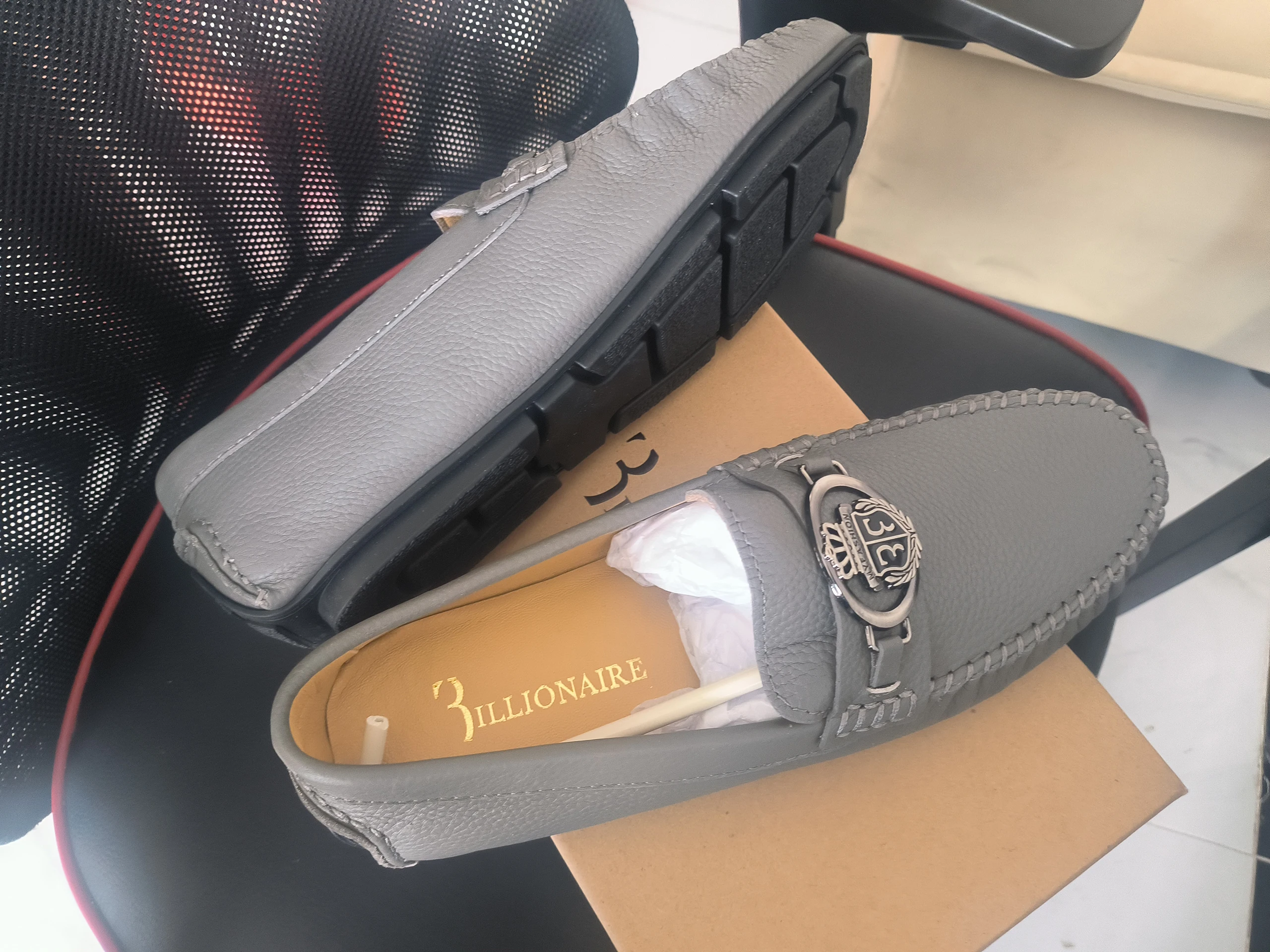 BILLIONAIRE Men Shoes Lychee Patterned Calf Leather High-Quality Outdoors European big size 38-46 Metal Old Money Newly rich