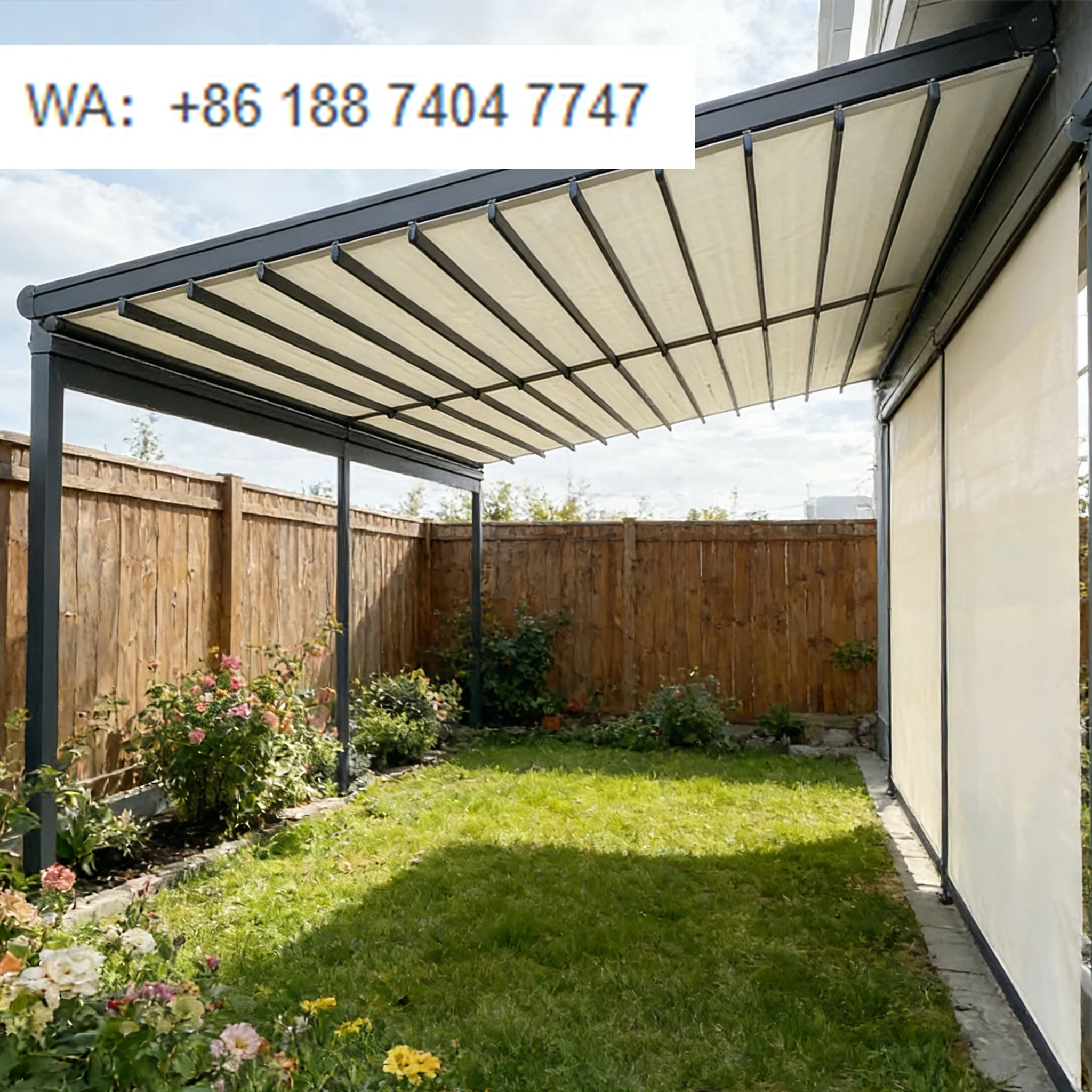 

Алюминиевая выдвижная водонепроницаемая пергола с моторизованным электрическим навесом из ПВДФ для улицы, складной солнцезащитный навес для патио, балконный дождевой навес