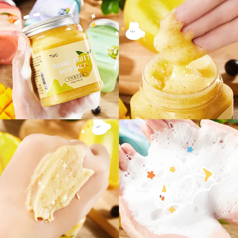 

250g Fruit Fragrant Bath Salt Body Spa Scrub Cream Exfoliating Skincare Nourishing Moisturizing Body Wash Shower Salt Skin Care