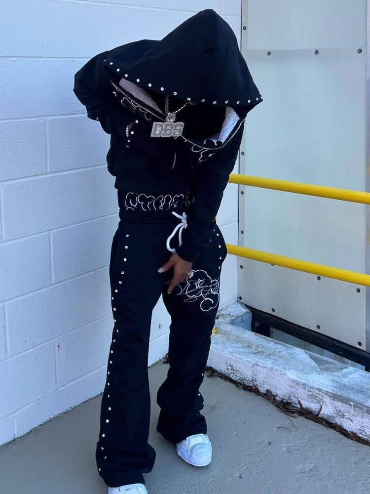 

2026 New Steel Rim, Printed Double Waist High Quality VALE Forever Sports Pants Black Men's and Women's Fashion Popular Diamond