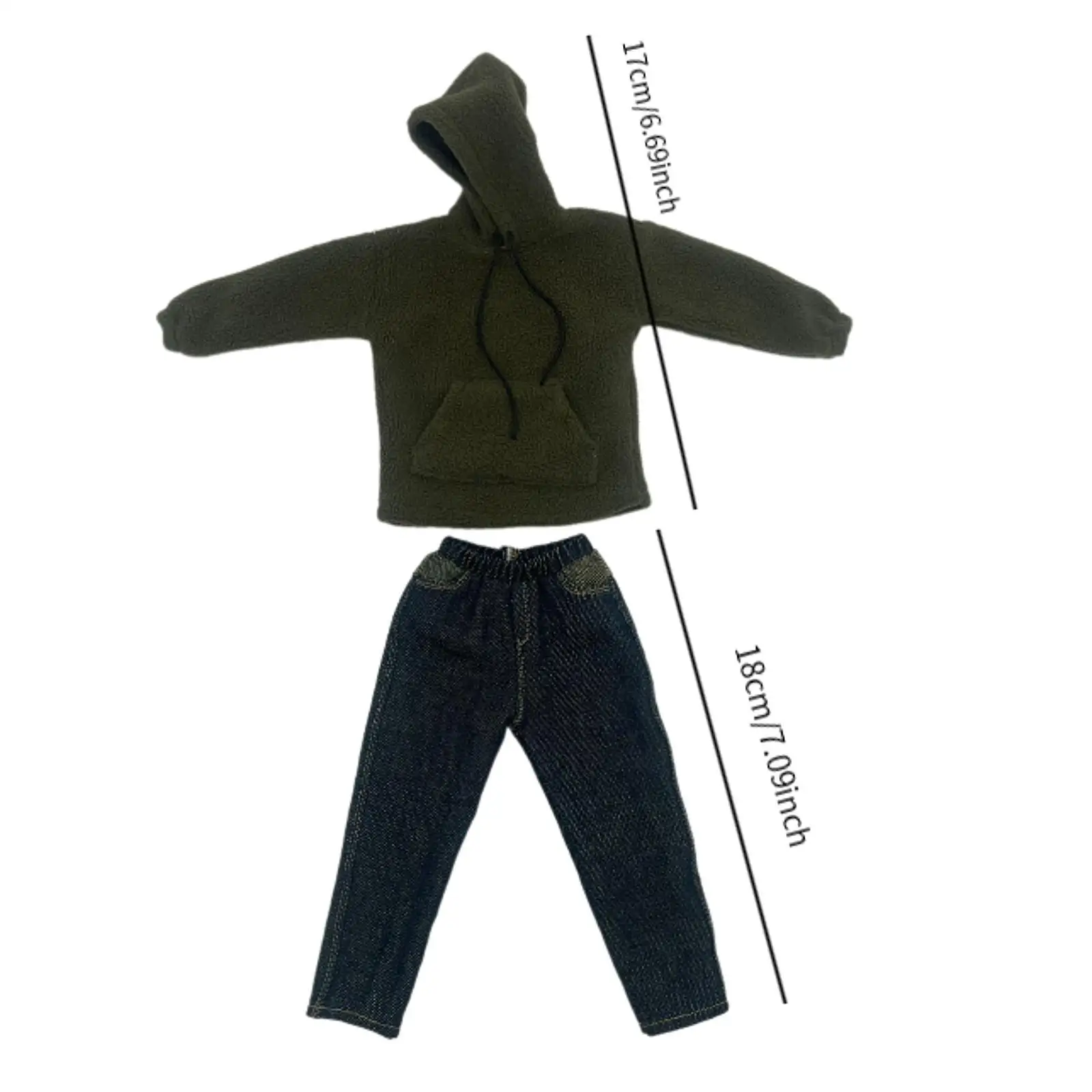2 Pezzi Felpe con Cappuccio in Scala 1/6 e Jeans Indumento Costume Abbigliamento in Miniatura per Figure Maschili da 12 Pollici Modello di Bambola Vestire Accessori