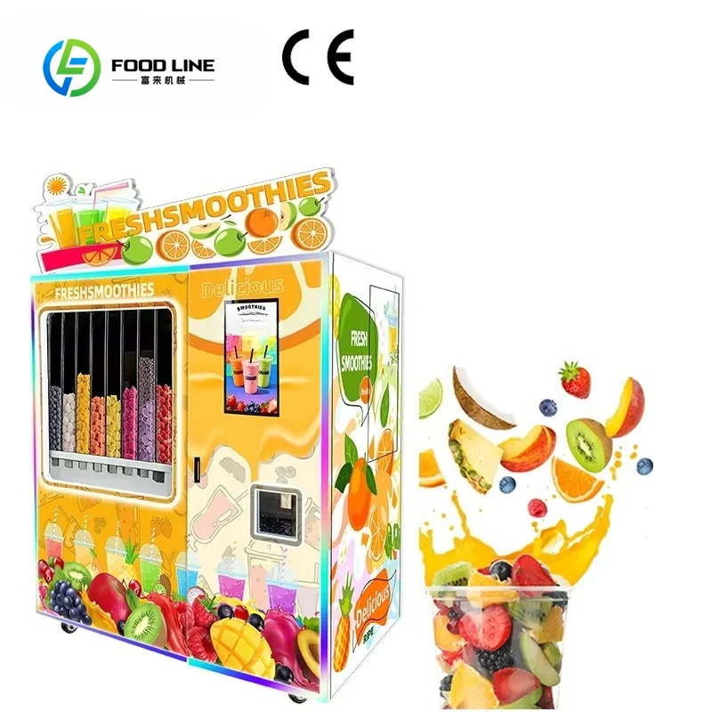 Customized Smart Self-Service Fresh Fruit Smoothie Vending Machine with 32-inch Touch Screen & Multi-Payment Options