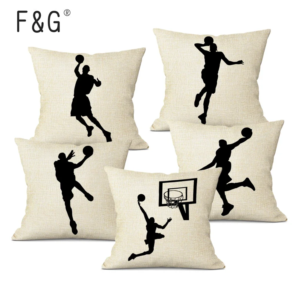 Nordic Sports Decorative Throw Pillow Case Play Basketball Print Cushion Cover Sofa Home Decor Pillowcase