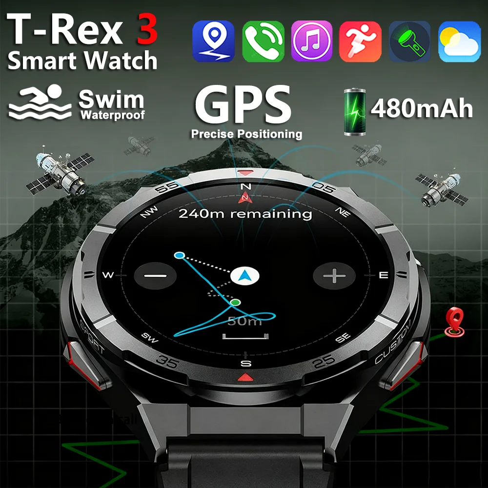 

GPS Positioning Smart Watch Men 540mAh BT Call AI Voice Health Monitoring Fitness Tracker Outdoor Sport Man Smartwatch X2-B
