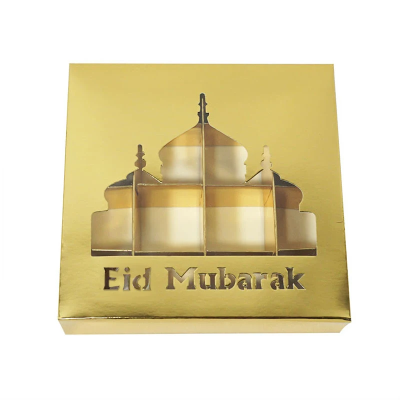 1/3/5pcs Eid Theme DIY Candy Box Set 16Girds Chocolate Packaging Gold  White Ramadan Gifting Box for Happy Eid Party Decor