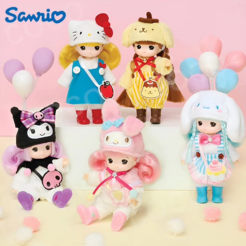 Sanrio Anime Action Figure Toys Kawaii Hello Kitty Cartoon Cross-dressing Doll Girly Heart Cute Desktop Decorations Girls Gifts