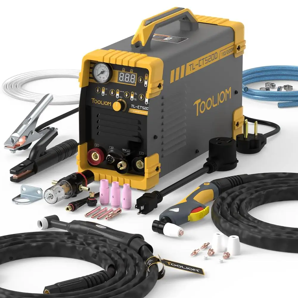 3-in-1 Multi-function Portable Welding Machine 50A Air Plasma Cutter 200A TIG & 200A Stick Welder Dual Voltage 110&220V Synergic