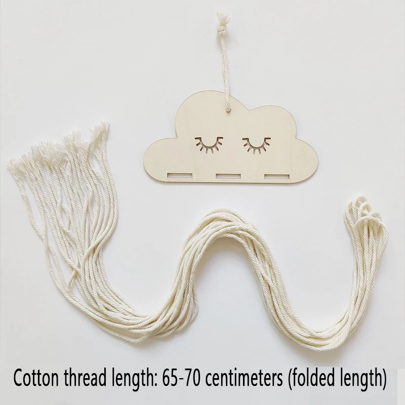 Style Solid Wood Cloud Style Wall Hanger Decor Hair Bows Claw Clip Hair Band Bow Storage Pendant for Baby Girls Room Ornament