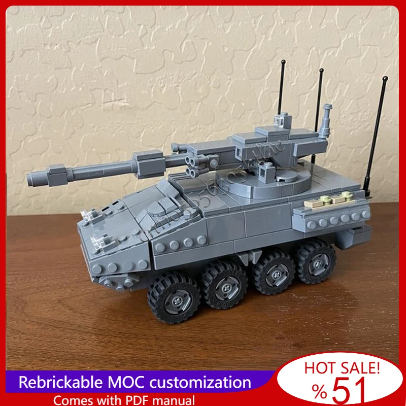

478 Parts WW2 M1128 Wheeled Armored Vehicle Model MOC Building Blocks Bricks Creative DIY Assembly Toy Children Christmas Gifts