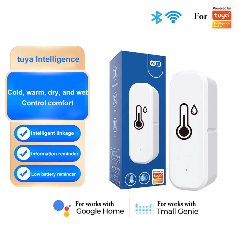 Sensor de Umidade e Temperatura, Detector de Ar para Wi-Fi, Sensor de Umidade Zibgee, 70*20*25mm