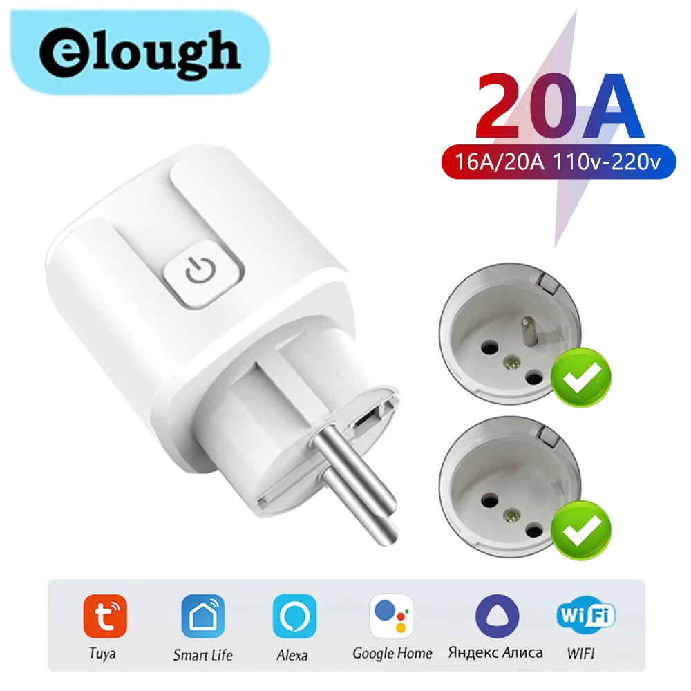 

Smart Plug WiFi Socket EU 20A/16A Smart Home Voice Control Power Monitor Tuya SmartLife APP Control Works With Alexa Google