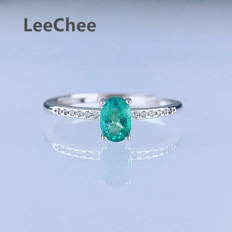 4*6MM Natural Emerald Ring for Women Birthday Party Gift Real 925 Sterling Silver Minimalist Fine Jewelry Luxury Green Gemstone